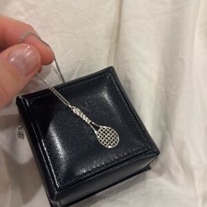 White gold tennis racket pendant